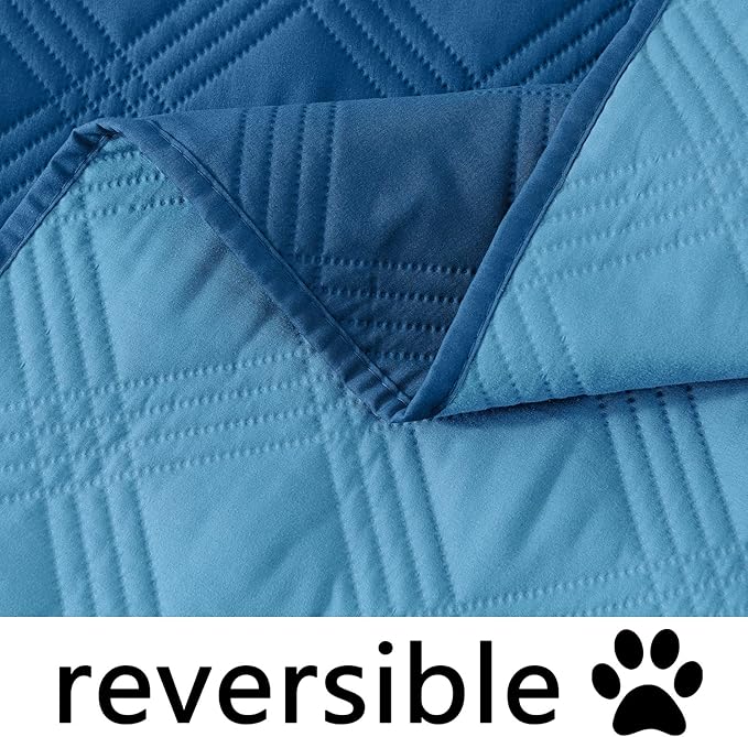 hyha Waterproof Dog Blanket, Reversible Pet Bed Blanket, Soft Sofa Couch Cover for Dogs Washable, Waterproof Pet Couch Covers for Sofa Puppy Cats Furniture Protector(40"x80", Navy Blue/Blue)