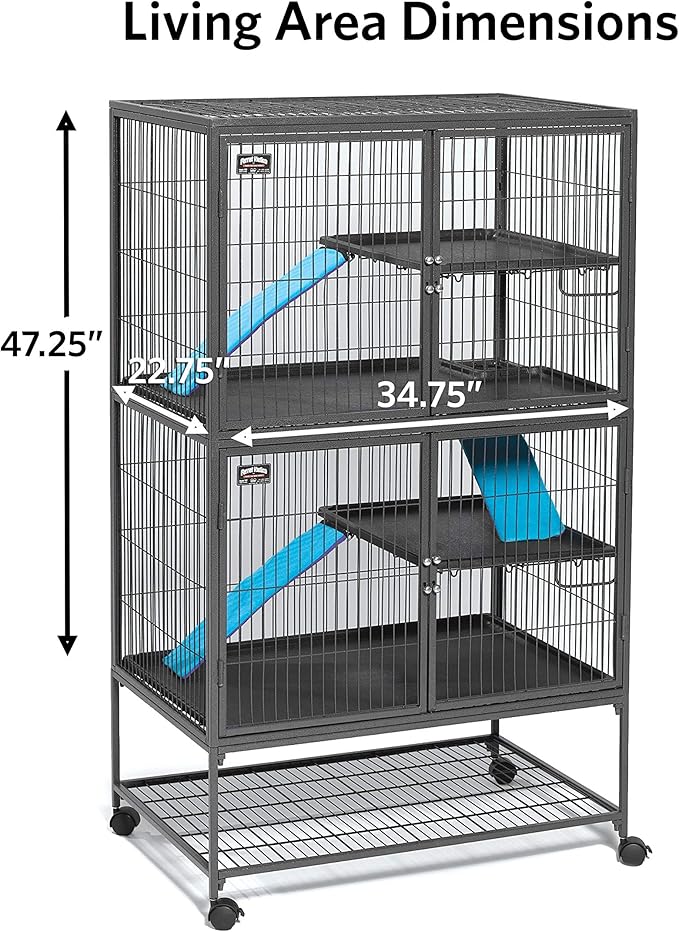 MidWest Homes for Pets Ferret Nation Double Unit Small Animal Cage, 4 Tiers, Includes Pans, Shelves, Ramps & Covers, for Ferrets & Small Animals