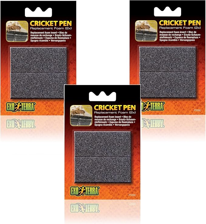 (3 Pack) Exo Terra Replacement Sponges Cricket Pen, 2 Sponges each