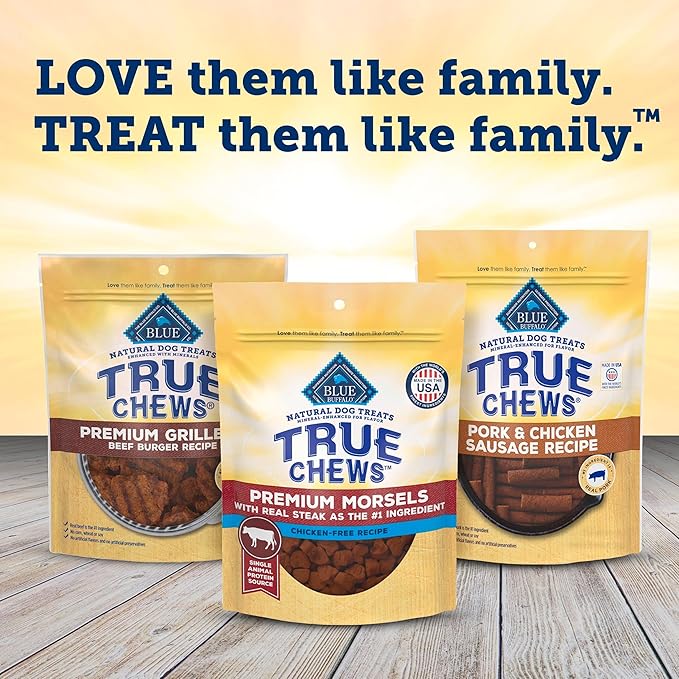 Blue Buffalo True Chews Premium Morsels Dog Treats, Made in The USA with Natural Ingredients, Steak, 10-oz Bag (Pack of 6)