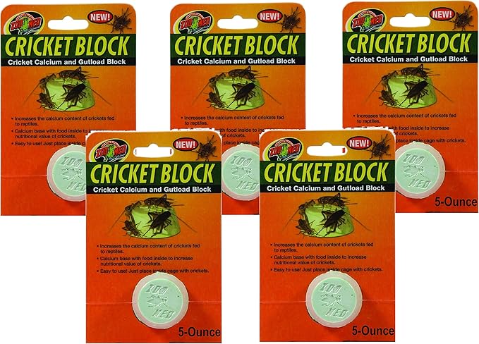 (5 Pack) Zoo Med Cricket Blocks Featuring Gutload and Calcium, 5-Ounce each