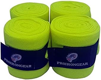 Horse Fleece Wraps Bandages/Polo Wraps/Stable Wraps Equestrian Leg Wraps Set of 4 Equestrian Boot Protection (Fluro Green)