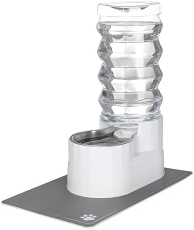 RIZZARI 9L Water Dispenser for Dogs:Ion Exchange System with Activated Carbon-Helps Prevent Urinary Stones-Supports Spinal Health in Senior Dogs-Softens Water- Automatic Stainless Steel Pet Feeder