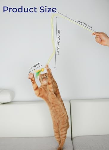 Cat Toys for Indoor Cats, Interactive Wand Toy 3 Pack with Feather and Bell - Image 5