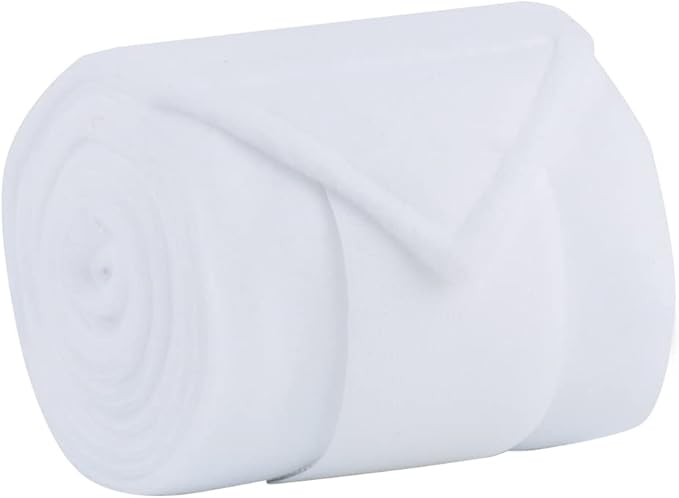 Horse Polo Wraps 2.5m Soft Fleece Polo Wraps Equestrian Leg Bandage Wrap Set of 4 Packs (White - 2.5m)