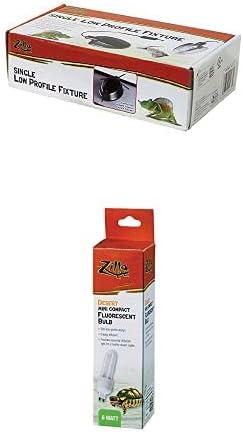 Zilla Low Profile Reptile Terrarium Fixture with Mini Compact Desert Bulb Bundle