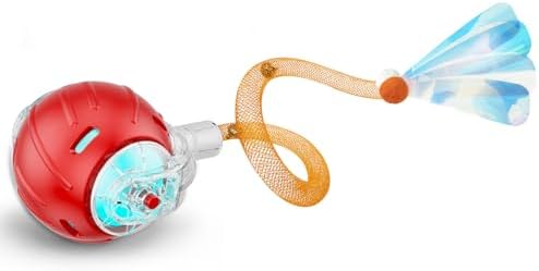 Jkanti Interactive Cat Toys for Indoor Cats,The 3rd Generation Agile Moving Cat Ball with Elastic Mesh Tail,Automatic Kitten Toys for Bored Indoor Cats (Red) by Unknown