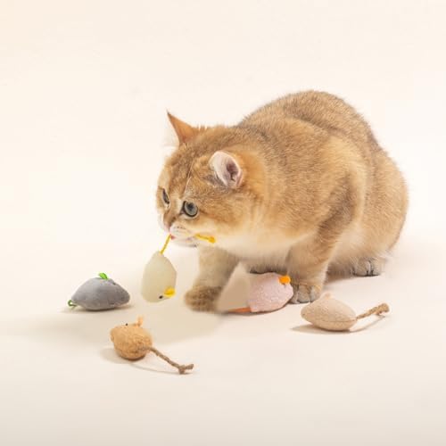 Shudyear cat Toys 5pcs Mouse Toys, Interactive Catnip Animal Toys for Indoor Kittens to Eliminate Boredom for Bored Indoor Cats (5pc) - Image 4