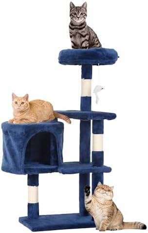 FDW | 36" Cat Tree Tower | Navy Blue | Multi-Level Indoor Activity Center by FDW