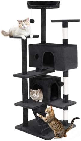 FDW | 54" Cat Tree Tower | Grey | Multi-Level Indoor Activity Center by FDW