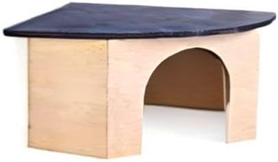 Croci Wood Corner House with Blue Roof, 29 x 13 x 21 cm