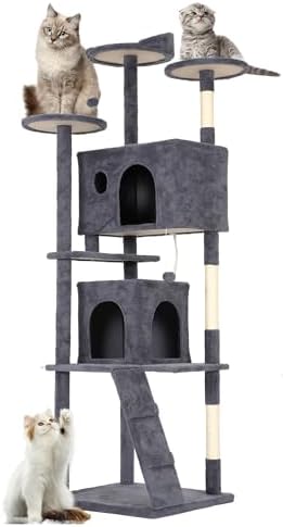 FDW | 81" Cat Tree Tower | Dark Gray | Multi-Level Indoor Activity Center by FDW