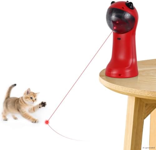 TBTeek Cat Toy, Automatic Cat Toy, 5 Fun Patterns, 4 Speed Modes (Red) by TBTeek