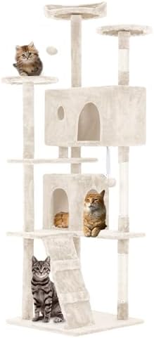 FDW | 70" Cat Tree Tower | Beige | Multi-Level Indoor Activity Center by FDW