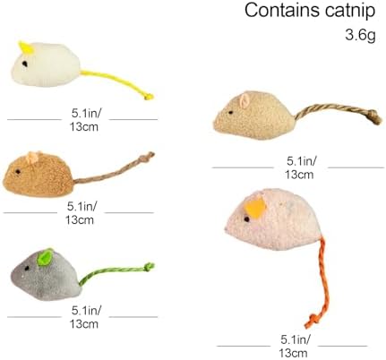 Shudyear cat Toys 5pcs Mouse Toys, Interactive Catnip Animal Toys for Indoor Kittens to Eliminate Boredom for Bored Indoor Cats (5pc) - Image 2