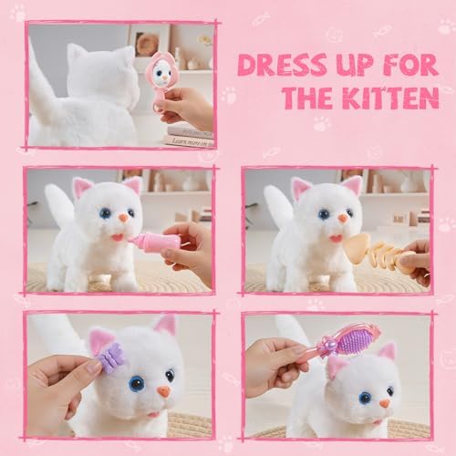 Cat Toys for Kids Girls 3 4 5 6 Year old, Interactive Toy Cat with Walking and Meowing, Electronic Robot Stuffed Cat, Pretend Play Toys for Toddler 3-5 6-8, Idea Birthday Gifts for 5 Year old Girls - Image 6