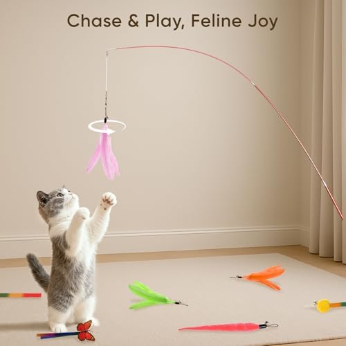 Cat Toys for Indoor Cats, 13 Packs Interactive Cat Wand Toy Set with Feather???Ribbon Refills, Feather Toys for Exercise, Playtime and Boredom Relief with Kitten - Image 6