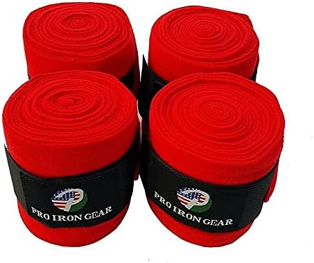 Horse Fleece Wraps Bandages/Polo Wraps/Stable Wraps Equestrian Leg Wraps Set of 4 Equestrian Boot Protection (Red)