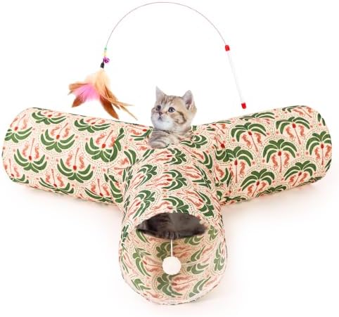 Tempcore Cat Tunnel, 3-Way Collapsible Toy, Large Size Khaki Coconut Tree by Tempcore