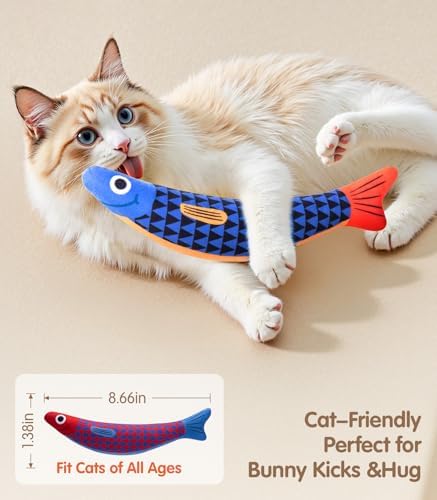 PetBusy Cat Toys with[5000mg A+Natural Catnip &Silvervine] [Baby Grade] Interactive Soft Chew Kicker Cat Toys for Indoor Cats & Kittens, [Crinkle &Bell] Fish Sound Toy, Drives Bored Cat Crazy with Fun - Image 4