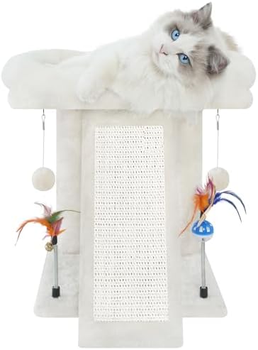 TWDEPART Cat Tree Cat Tower with Cat Scratching Post for Indoor Cats,Activity Centre Climbing Tree Cat Furniture with Playful Toy Balls,Beige by TINWEI