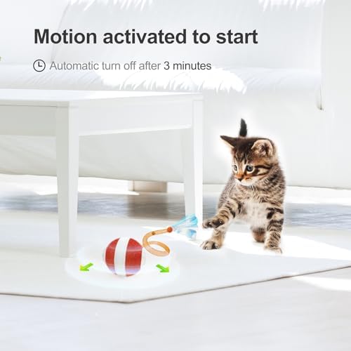 Jkanti Interactive Cat Toys for Indoor Cats,The 3rd Generation Agile Moving Cat Ball with Elastic Mesh Tail,Automatic Kitten Toys for Bored Indoor Cats,Motion Activated (Orange) - Image 5