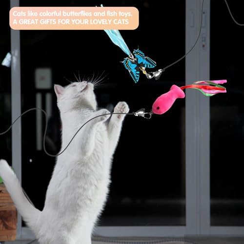 Retractable Cat Toy Wand 12 Packs Interactive Cat Feather Toys - Image 2