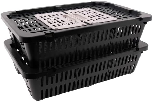 Transport Coop for Quail & Pigeon – Black – Durable Plastic Poultry Carrier with Secure Locking Lid & Ventilation – Lightweight, Stackable, Easy-Clean Crate for Safe Bird Transport