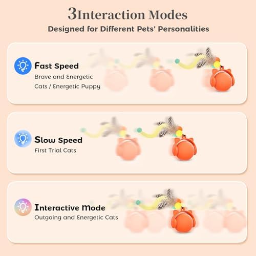 ORSDA Cat Toys for Indoor Cats, New Intelligent Voice Timing Touch Control Cats Ball, Simulate Mouse Sound Kitten Toy, Automatic Interactive Moving Cat Toy for All Ages - Image 6