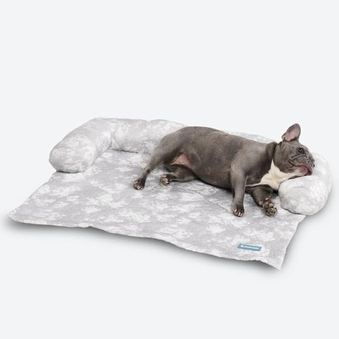 Spark Paws Cooling Couch Cover Dog Bed, Furniture Protector Mat, Non-Toxic Washable Pet Cooling Pad for Large & Small Dog - Cloud Grey - Size M