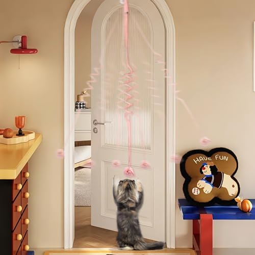 QUOZUO Pink Cat Toy Kitten Toys Set, Hanging Interactive Kitten Toys Wand Springs Mice Crinkle Balls and Pet Bell Balls Toys for Indoor Cats, 12Pcs Gift Box Styles (Pink) - Image 7