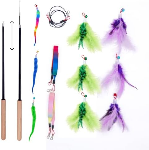 Interactive Cat Wand Toy with Feather Refills, Cat Teaser Toy for Kittens by Unknown