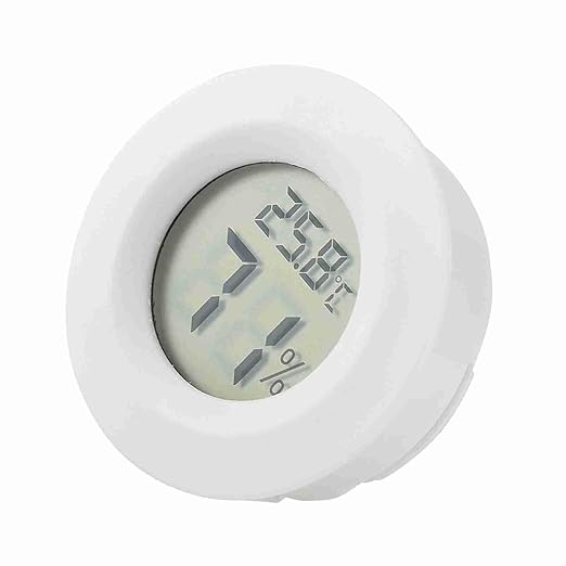 Humidity for Reptile Accessories T Digital LCD and Hygrometer for Reptiles Round Shape Temperature and Humidity Meter Battery Not Included (White)