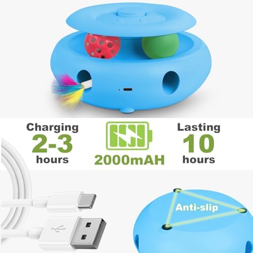Interactive Cat Toy for Indoor Cats, 3-in-1 Automatic Kitten Toys with Fluttering Butterfly, Ambush Feather and Track Balls, USB Rechargeable Cat Enrichment & Exercise Toy - Image 5