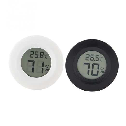 12pcs Round Digital Hygrometer for Reptile Pet Boxes Compact Humidity Acrylic Design Accurate Temperature and Humidity Readings Black