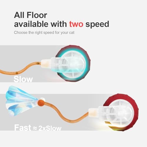 Jkanti Interactive Cat Toys for Indoor Cats,The 3rd Generation Agile Moving Cat Ball with Elastic Mesh Tail,Automatic Kitten Toys for Bored Indoor Cats (Red) - Image 3