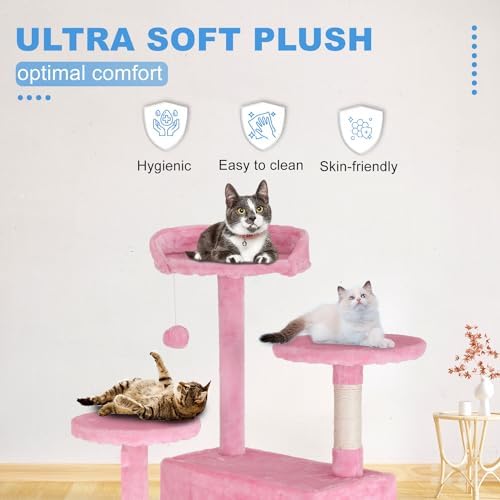 FDW | 54" Cat Tree Tower | Pink | Multi-Level Indoor Activity Center - Image 5