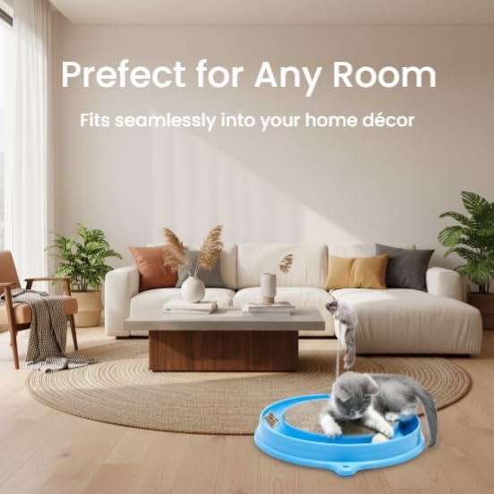 AUOON Cat Scratcher Toy with Ball Track for Indoor Cats and Kittens, Blue - Image 3