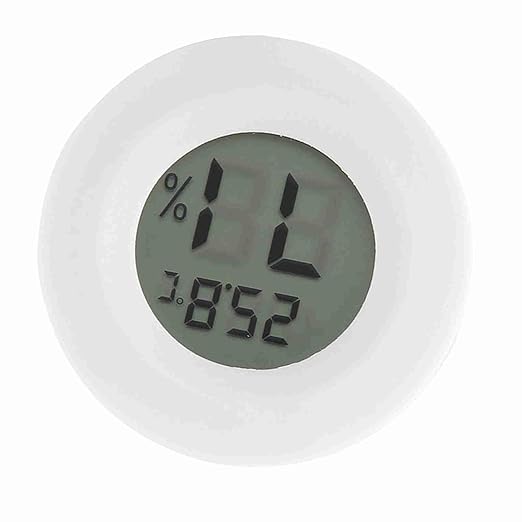 Humidity for Reptile Accessories T Digital LCD and Hygrometer for Reptiles Round Shape Temperature and Humidity Meter Battery Not Included (White)