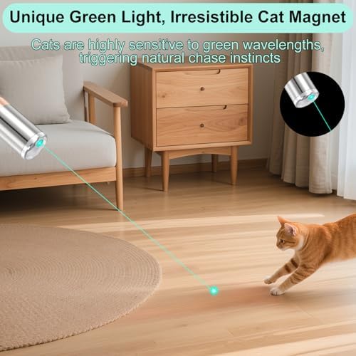 TBTeek Cat Toy, Green Light, with Metal Case,7 Patterns, 2 Pieces - Image 2