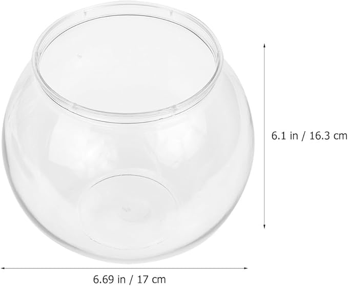 Happyyami Spherical Plastic Fish Tank 3 Gallon Clear Fish Bowl for Goldfish Shrimp Turtle with DIY Miniature Water Garden and Home Office Decor