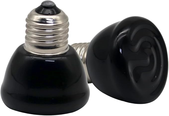 Mini Reptile Heat Lamp Bulb Ceramic Infrared Heat Emitter（4 Pack） E26/E27 Base, AC110V, for Pet Amphibian Snake, Turtle, Lizard, Chicken, Brooder Coop, No Light (50, Watts)