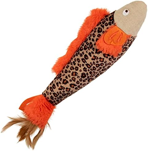 SmartyKat Instincts HappyNip Fin Frenzy Fish Kicker Crinkle Plush Cat Toy, Contains Catnip & Silvervine - Orange/Beige, One Size by SmartyKat