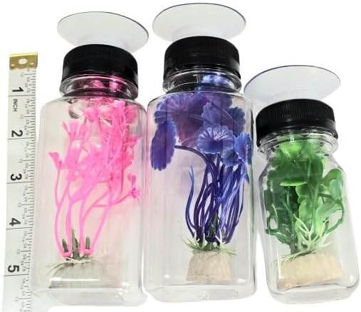 Aquarium Decor Plastic Plants Suction Cups 2 Large 1 Medium Bottles Turtles Pets Platforms Earrings Handmade