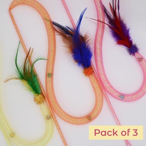 Cat Toys for Indoor Cats, Interactive Wand Toy 3 Pack with Feather and Bell - Image 3