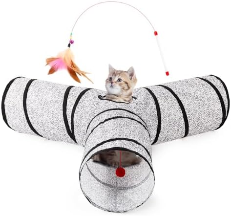 Tempcore Cat Tunnel, 3-Way Collapsible Toy, Large Size Grey Coin by Tempcore
