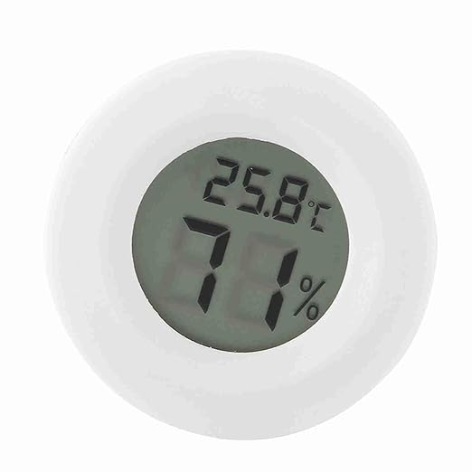 Humidity for Reptile Accessories T Digital LCD and Hygrometer for Reptiles Round Shape Temperature and Humidity Meter Battery Not Included (White)