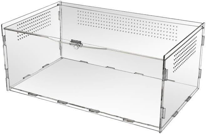 Reptile Terrarium, Tarantula Enclosure, 14x8x6 Inch Reptile Tank Habitat Clear Terrariums with Locking Latch Suitable for Tarantula,Tree Dwelling Reptiles Hermit Crab