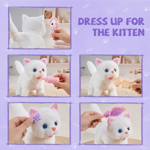 Cat Toys for Kids Girls 3 4 5 6 Year old, Interactive Toy Cat with Walking and Meowing, Electronic Robot Stuffed Cat, Pretend Play Toys for Toddler 3-5 6-8, Idea Birthday Gifts for 5 Year old Girls - Image 4