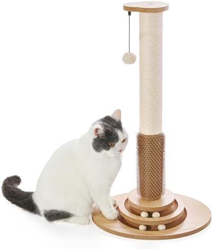 Made4Pets Cat Scratching Post for Indoor Cats with Self Groomer, 28.3" by Made4Pets